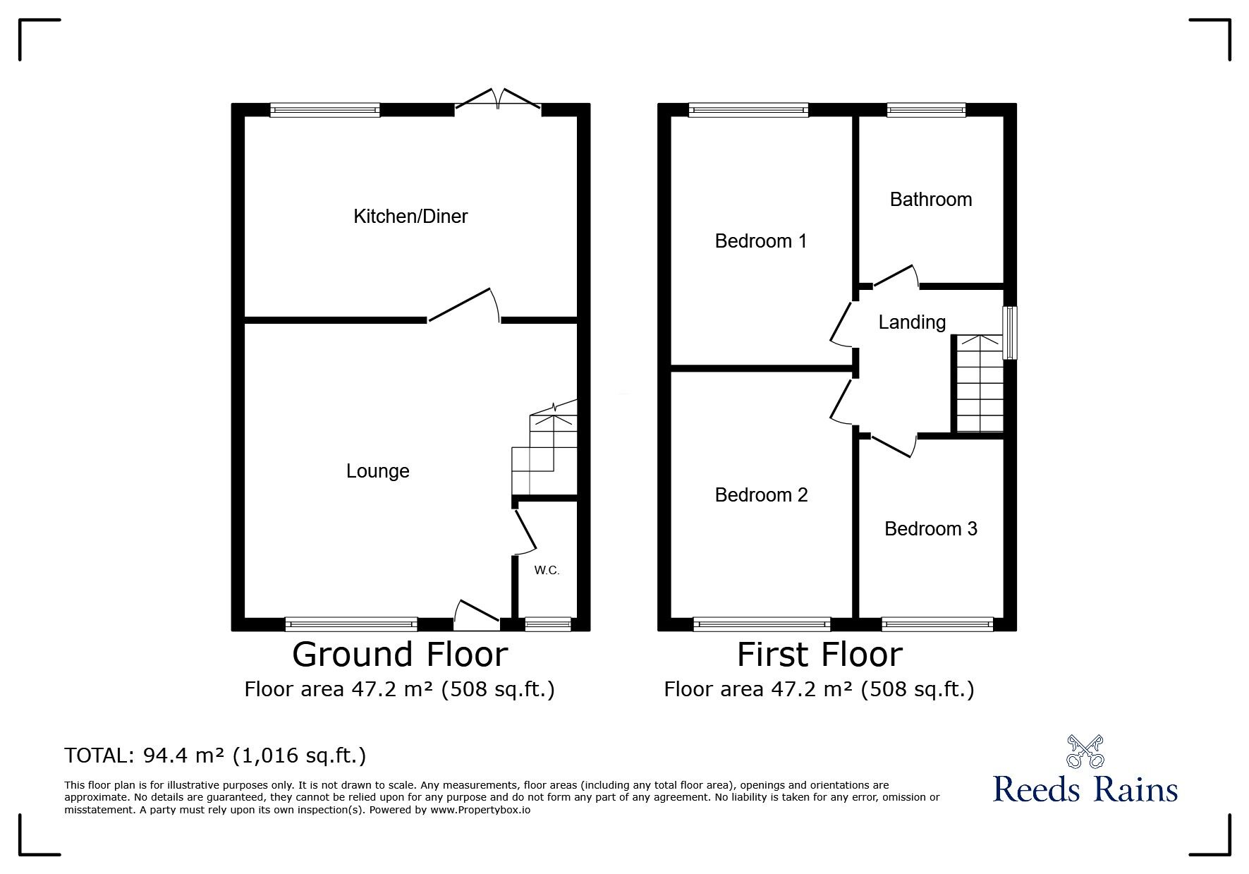 Floorplan of 3 bedroom Semi Detached House for sale, Brick Kiln Drive, Hasland, Derbyshire, S41