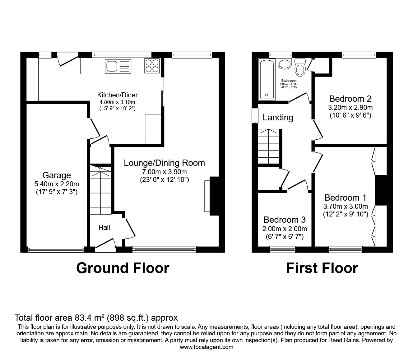 Floorplan of 3 bedroom Semi Detached House for sale, Skelwith Close, Chesterfield, Derbyshire, S41