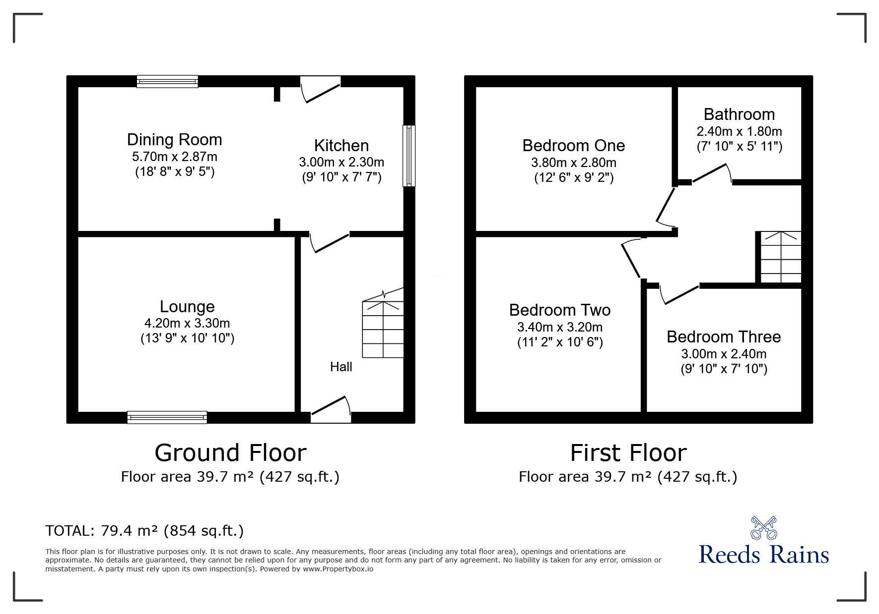 Floorplan of 3 bedroom Semi Detached House to rent, Grasmere Close, Chesterfield, Derbyshire, S41