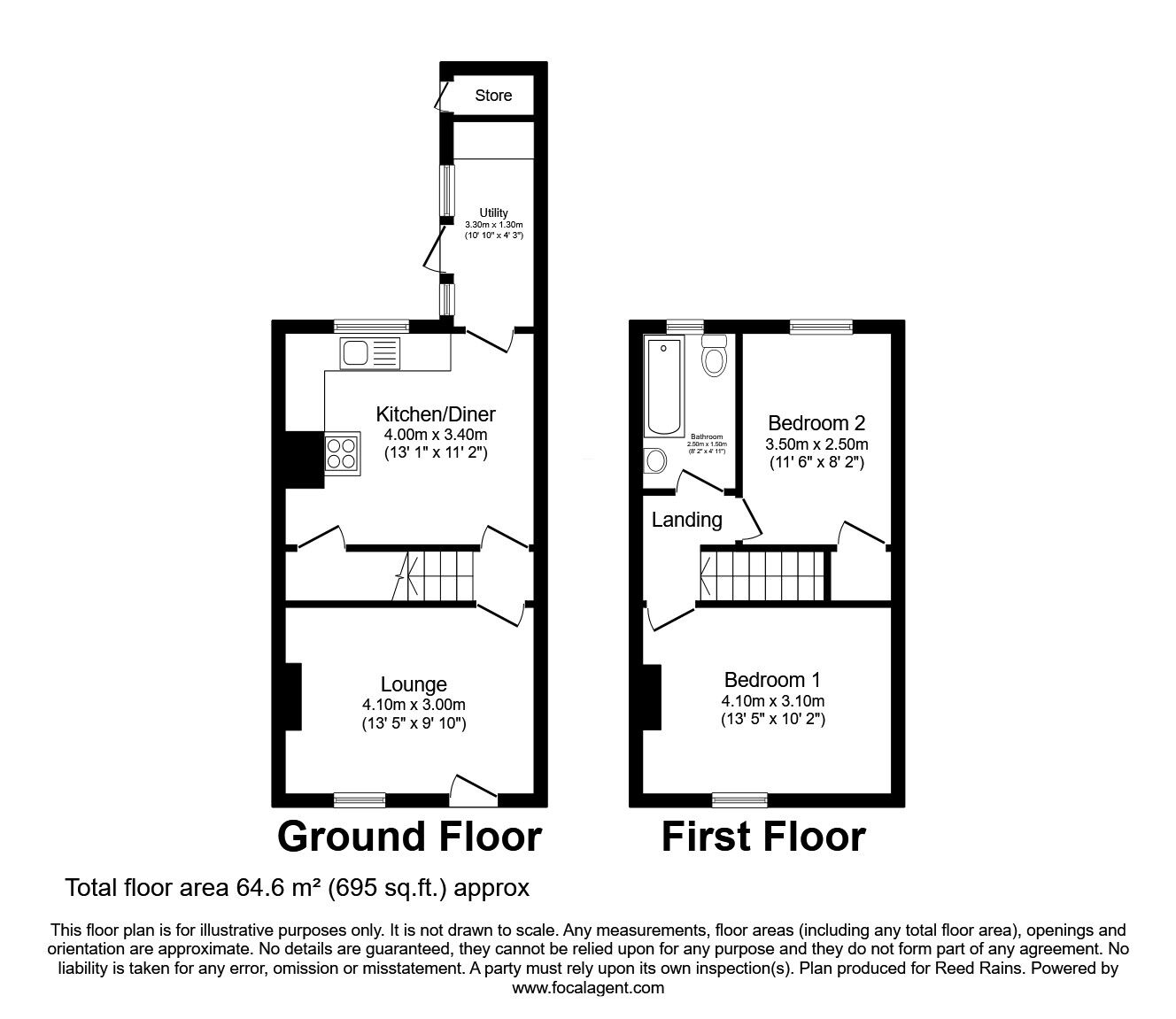 Floorplan of 2 bedroom Mid Terrace House for sale, Meakin Street, Hasland, Derbyshire, S41