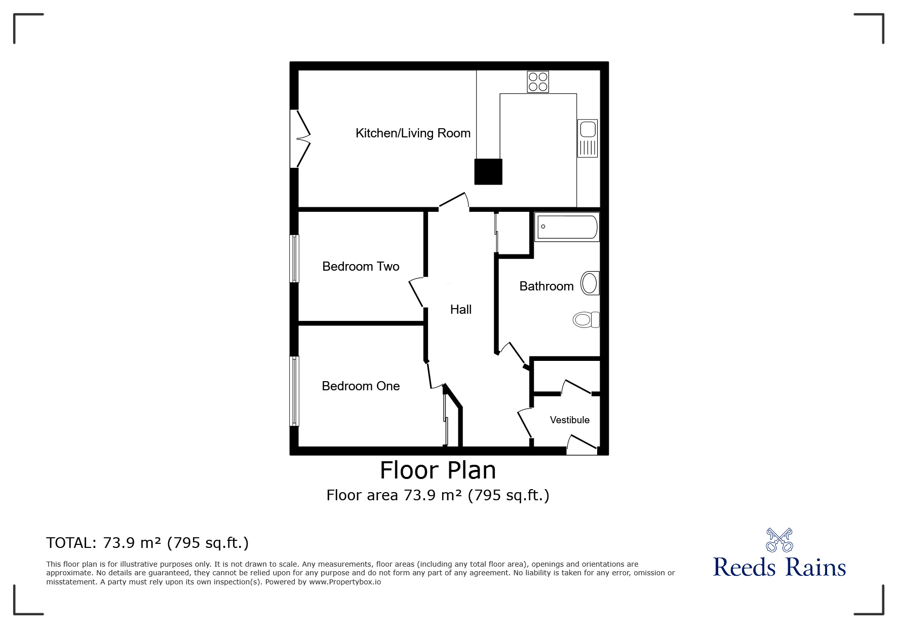 Floorplan of 2 bedroom  Flat for sale, Wharton Court, Hoole Lane, Cheshire, CH2