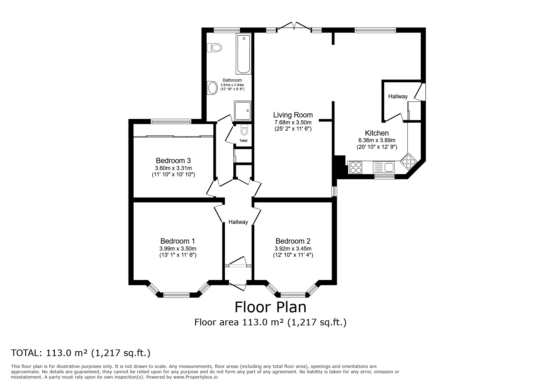 Floorplan of 3 bedroom Detached Bungalow for sale, Field Farm Lane, Buckley, Flintshire, CH7