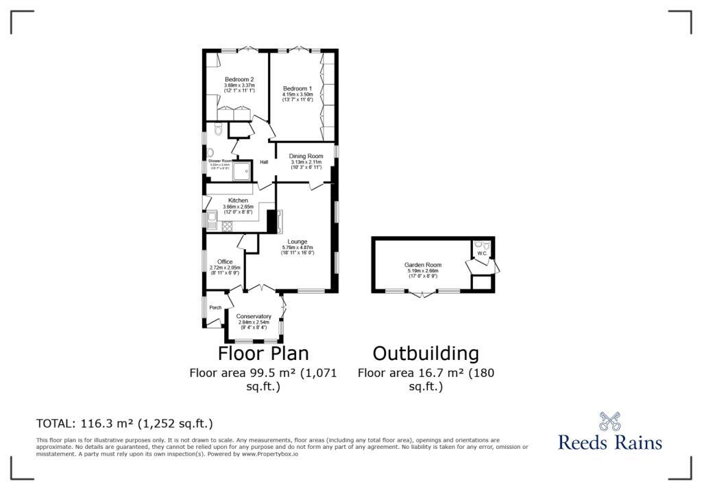 Floorplan of 2 bedroom Detached Bungalow for sale, Stannage Lane, Churton, Cheshire, CH3