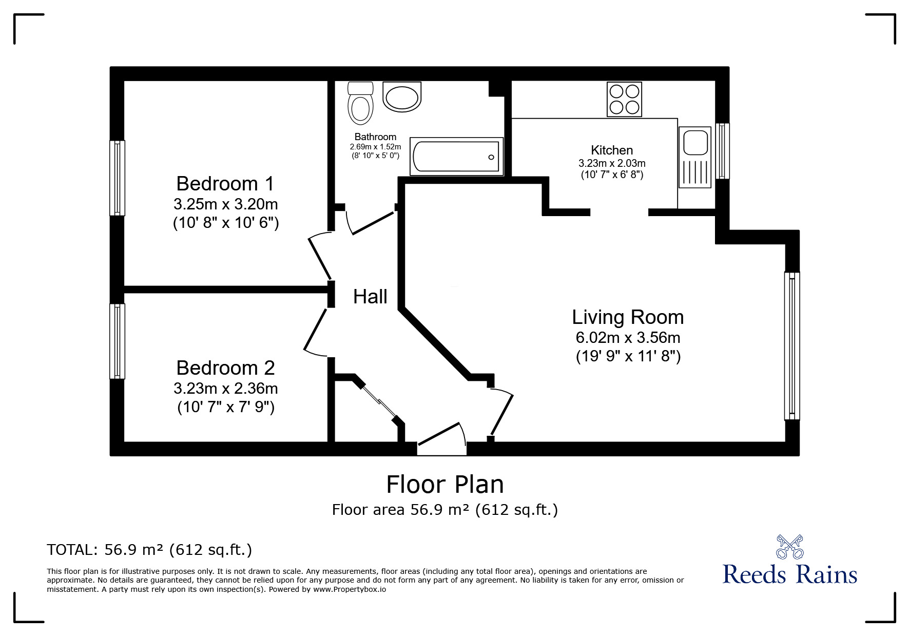 Floorplan of 2 bedroom  Flat for sale, Rhuddlan Court, Saltney, Flintshire, CH4