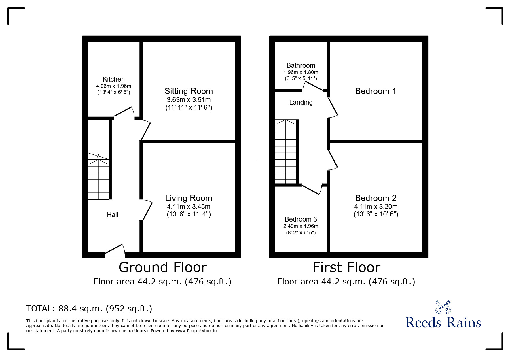 Floorplan of 3 bedroom Semi Detached House for sale, Newton Lane, Chester, Cheshire, CH2