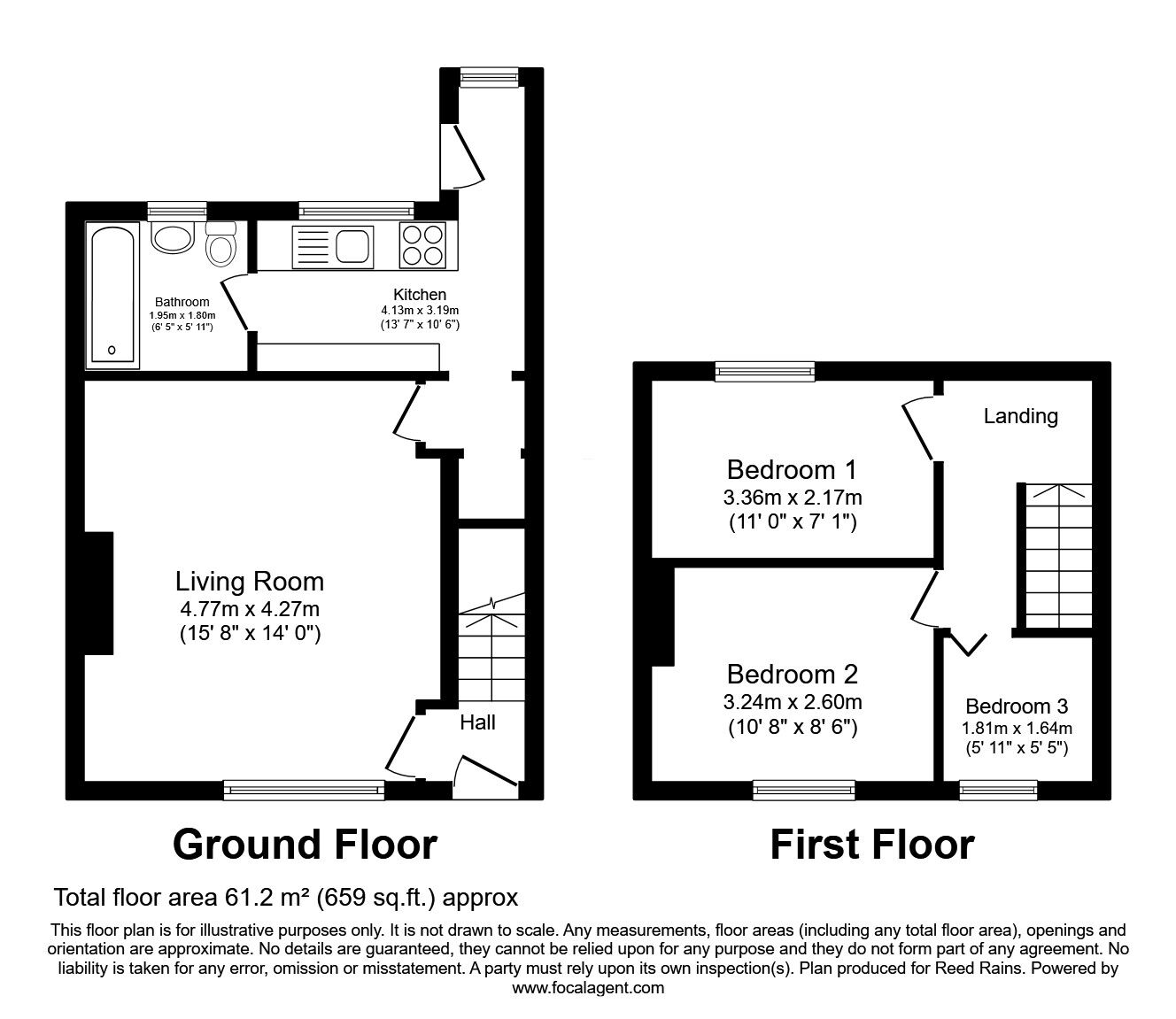 Floorplan of 3 bedroom End Terrace House for sale, Alexandra Avenue, Birstall, West Yorkshire, WF17