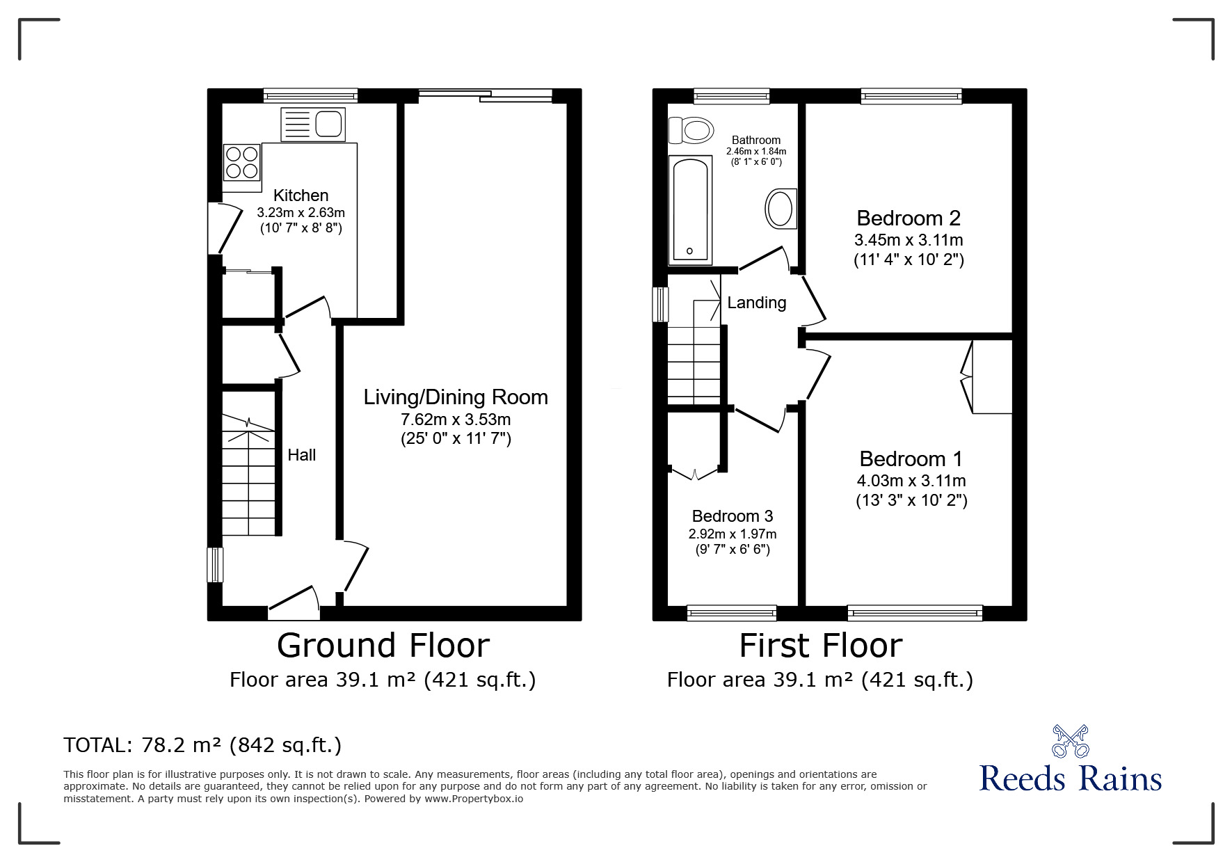 Floorplan of 3 bedroom Semi Detached House for sale, Ashbourne Gardens, Cleckheaton, West Yorkshire, BD19