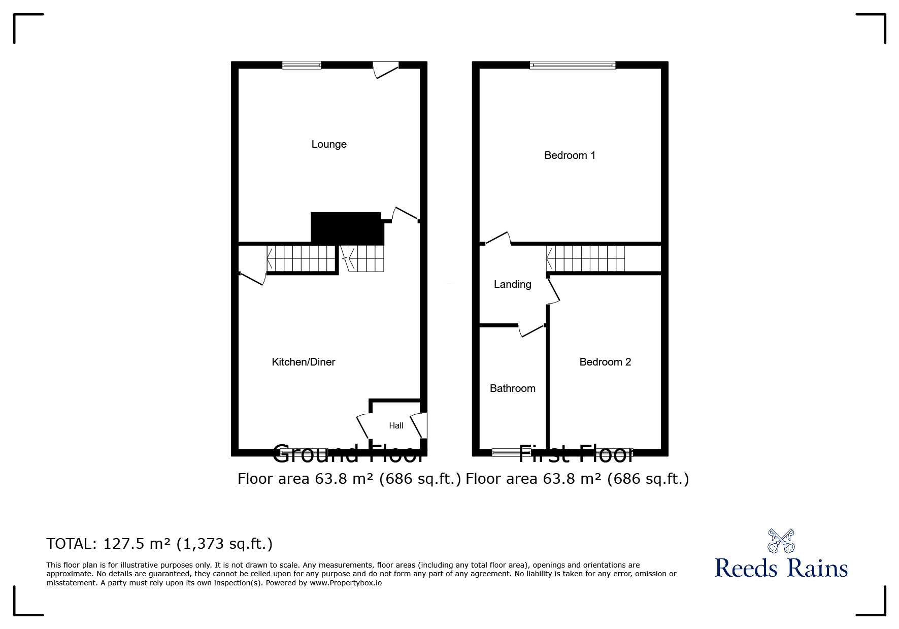 Floorplan of 2 bedroom Mid Terrace House for sale, Muffit Lane, Gomersal, West Yorkshire, BD19