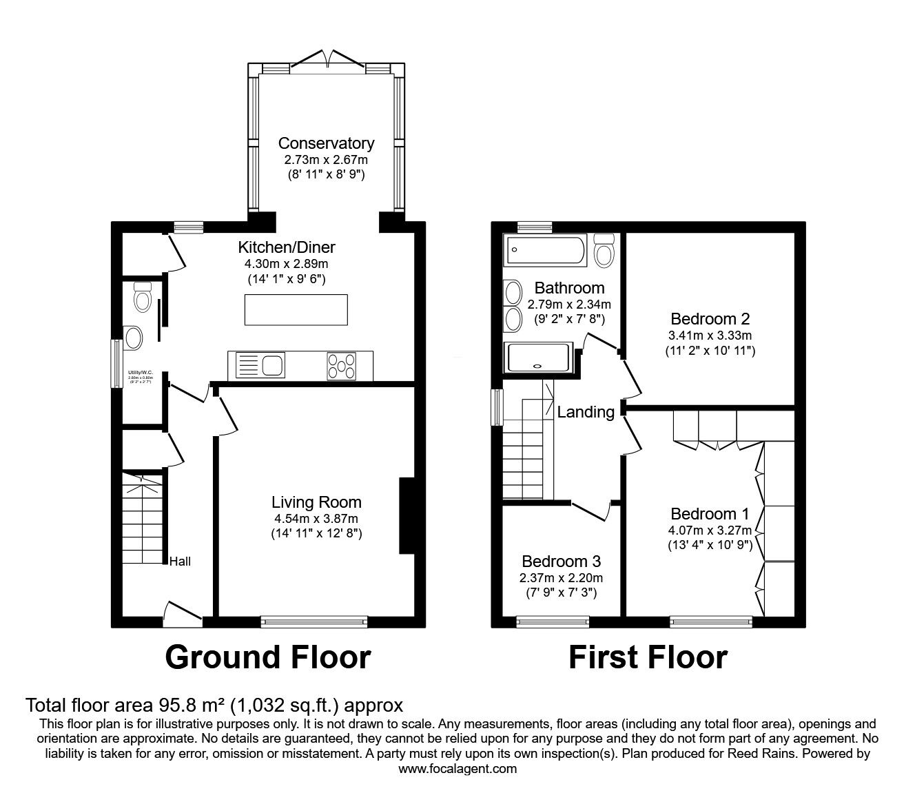 Floorplan of 3 bedroom Semi Detached House for sale, Jenny Lane, Mirfield, West Yorkshire, WF14