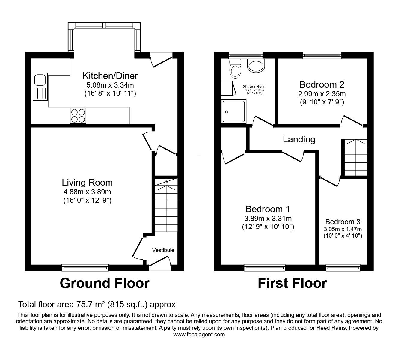 Floorplan of 3 bedroom Mid Terrace House for sale, Tidswell Street, Heckmondwike, West Yorkshire, WF16