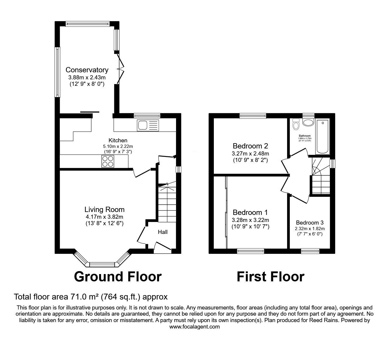 Floorplan of 3 bedroom Semi Detached House for sale, Laburnum Grove, Gomersal, West Yorkshire, BD19