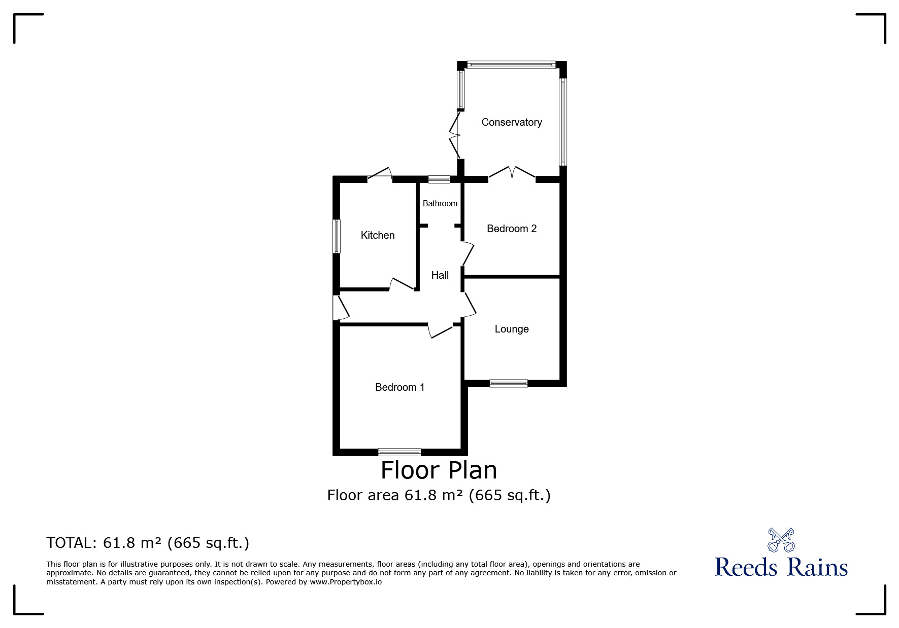 Floorplan of 2 bedroom Semi Detached Bungalow for sale, Beacon Road, Bradford, West Yorkshire, BD6