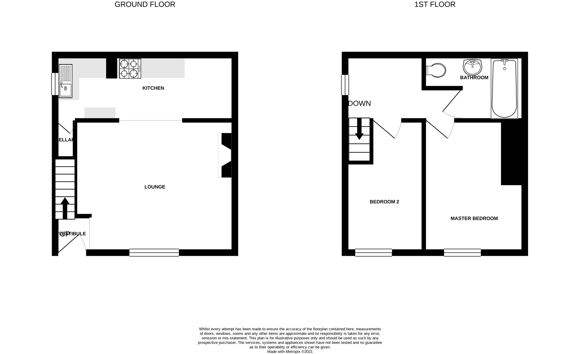 Floorplan of 2 bedroom End Terrace House for sale, Wormald Street, Liversedge, West Yorkshire, WF15