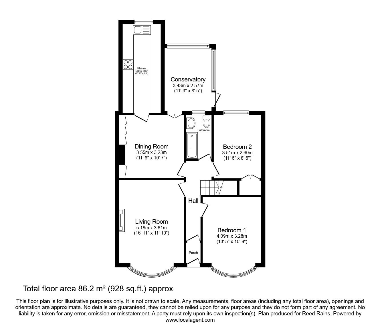 Floorplan of 3 bedroom Mid Terrace Bungalow for sale, Hawes Drive, Bradford, West Yorkshire, BD5