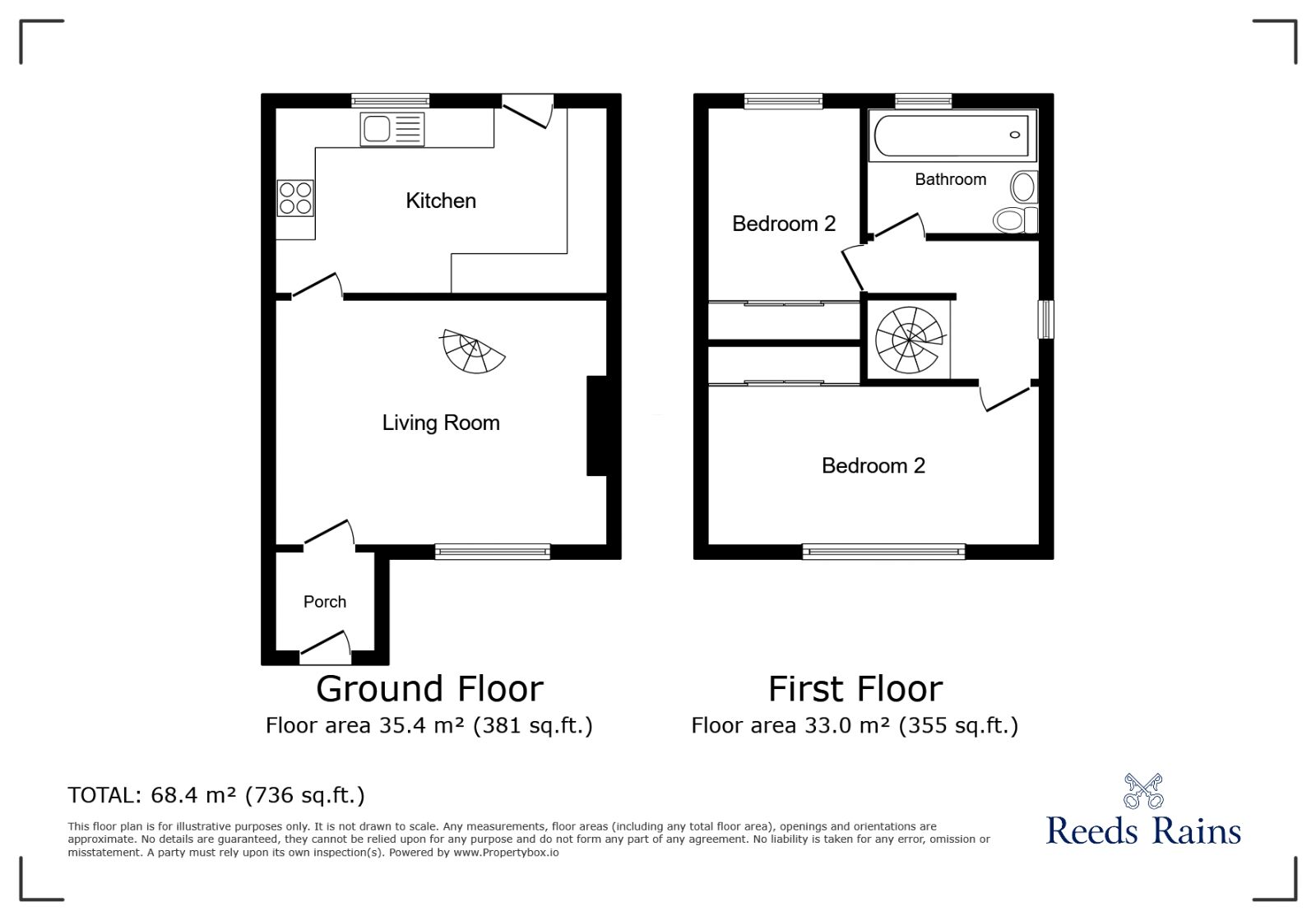 Floorplan of 2 bedroom Semi Detached House for sale, Booth Street, Cleckheaton, West Yorkshire, BD19