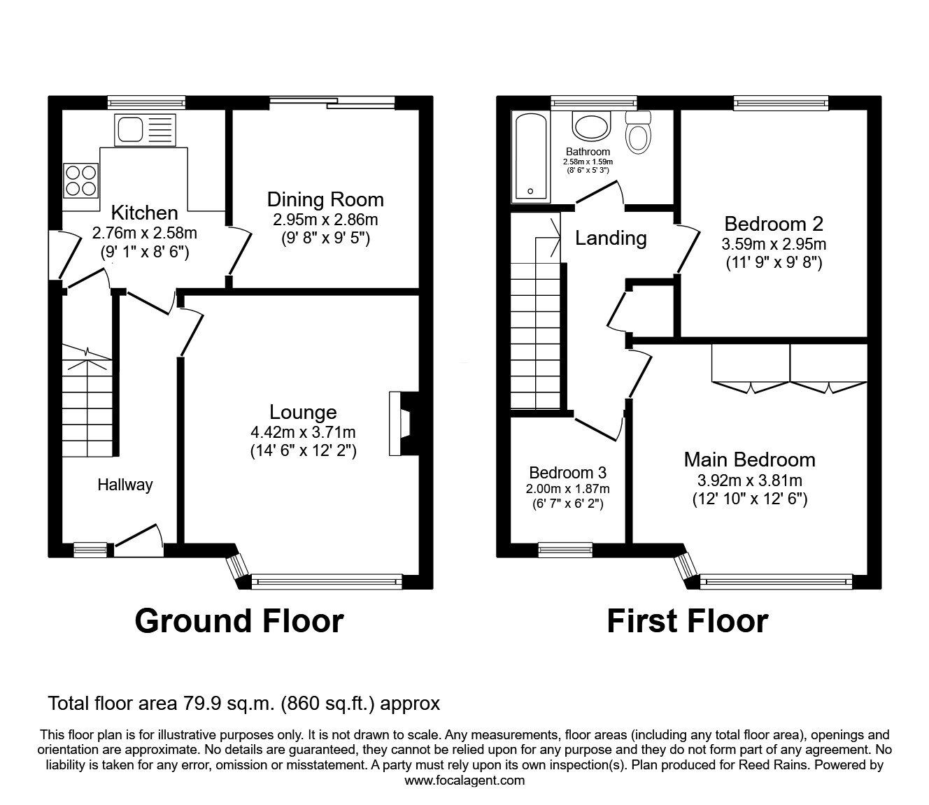 Floorplan of 3 bedroom Semi Detached House for sale, Bradford Road, Birkenshaw, West Yorkshire, BD11