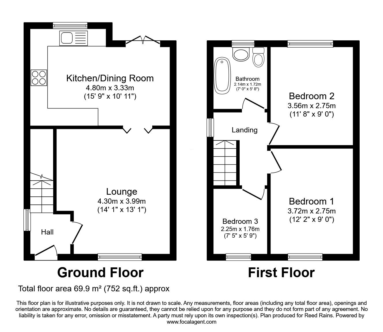 Floorplan of 3 bedroom Semi Detached House for sale, Ashbourne Drive, Cleckheaton, West Yorkshire, BD19