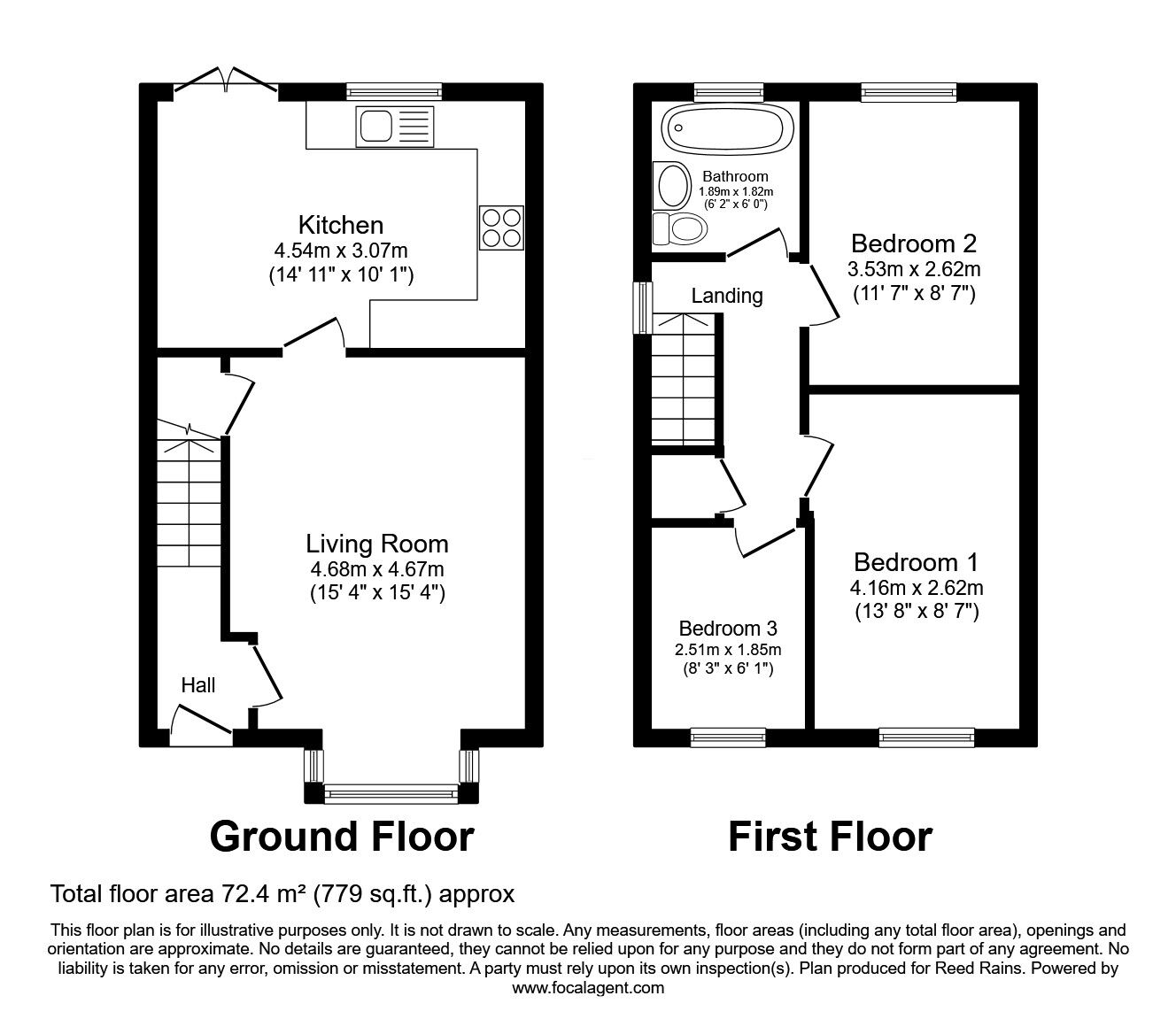 Floorplan of 3 bedroom Semi Detached House for sale, Ferncroft, Liversedge, West Yorkshire, WF15