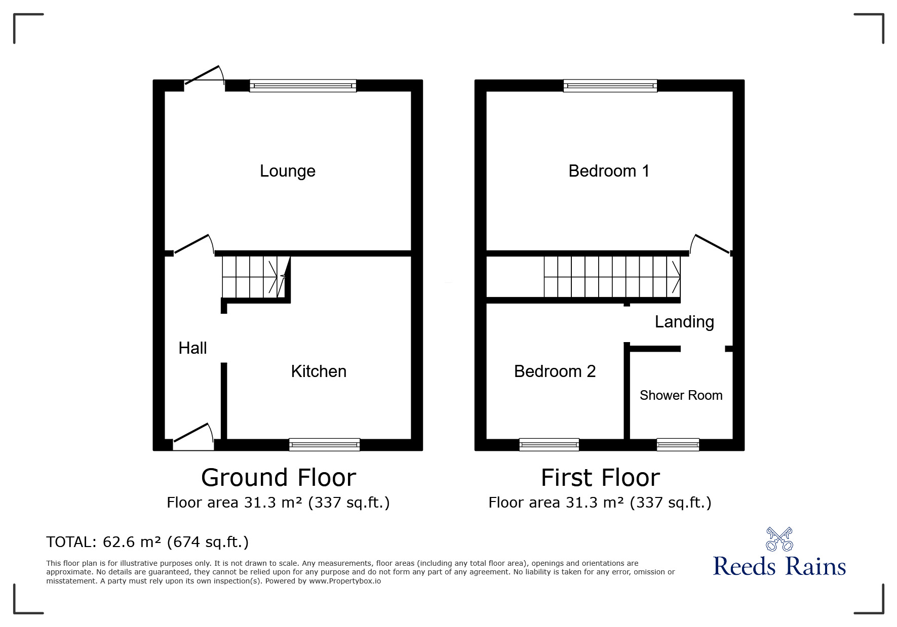 Floorplan of 2 bedroom Mid Terrace House for sale, Howard Park, Cleckheaton, West Yorkshire, BD19