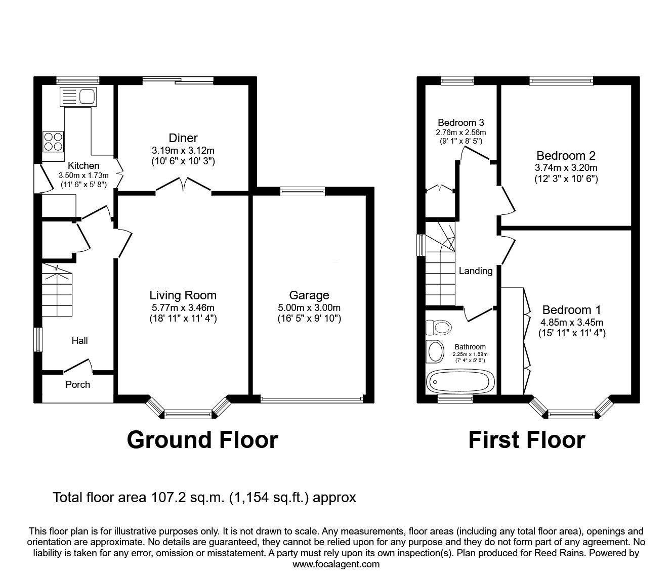 Floorplan of 3 bedroom Detached House for sale, Whitechapel Road, Scholes, West Yorkshire, BD19