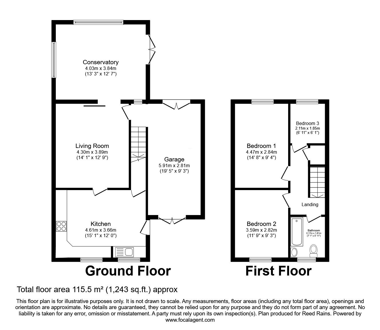 Floorplan of 3 bedroom End Terrace House for sale, Durlston Terrace, Wyke, West Yorkshire, BD12