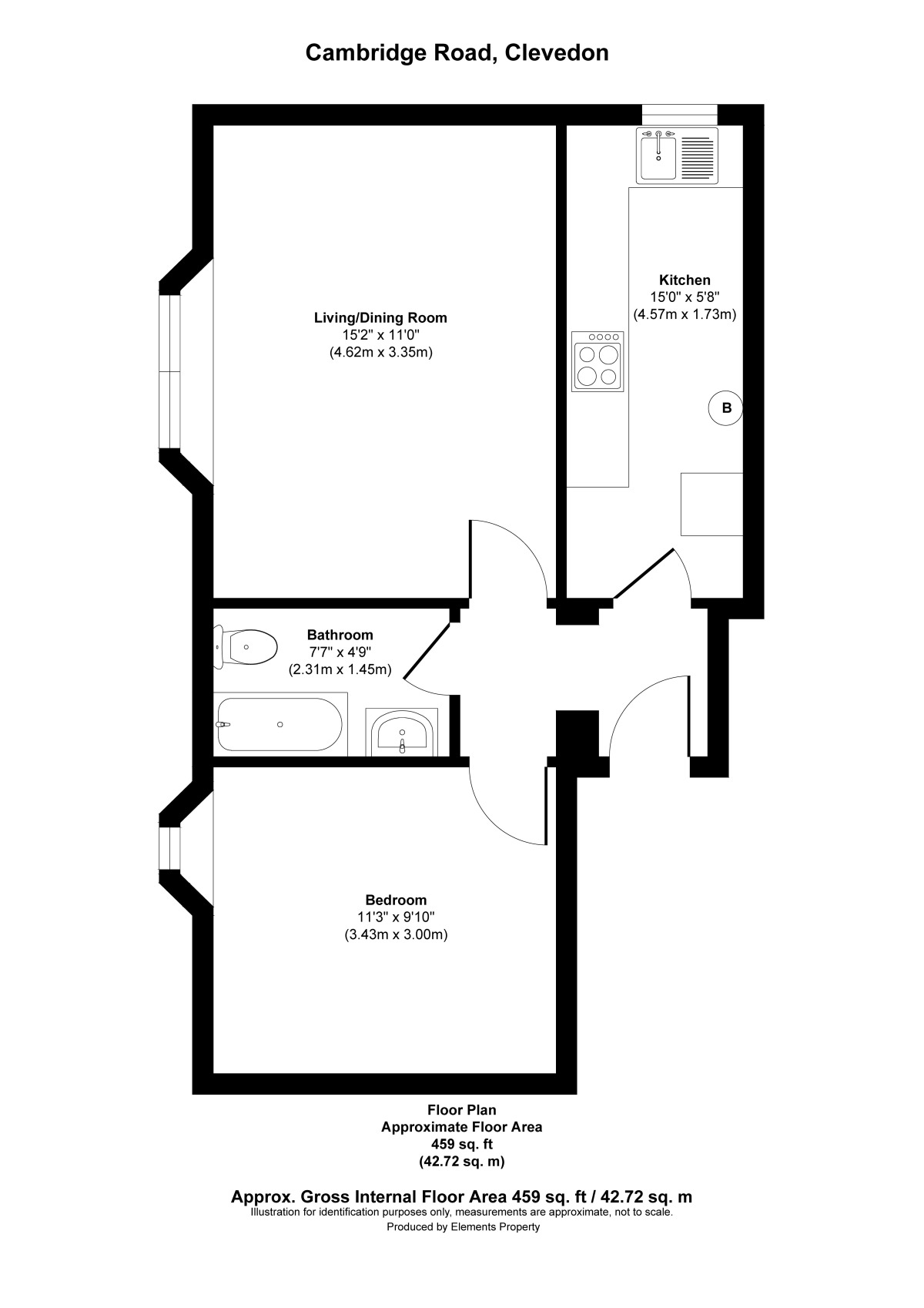 Floorplan of 1 bedroom  Flat to rent, Cambridge Road, Clevedon, Avon, BS21