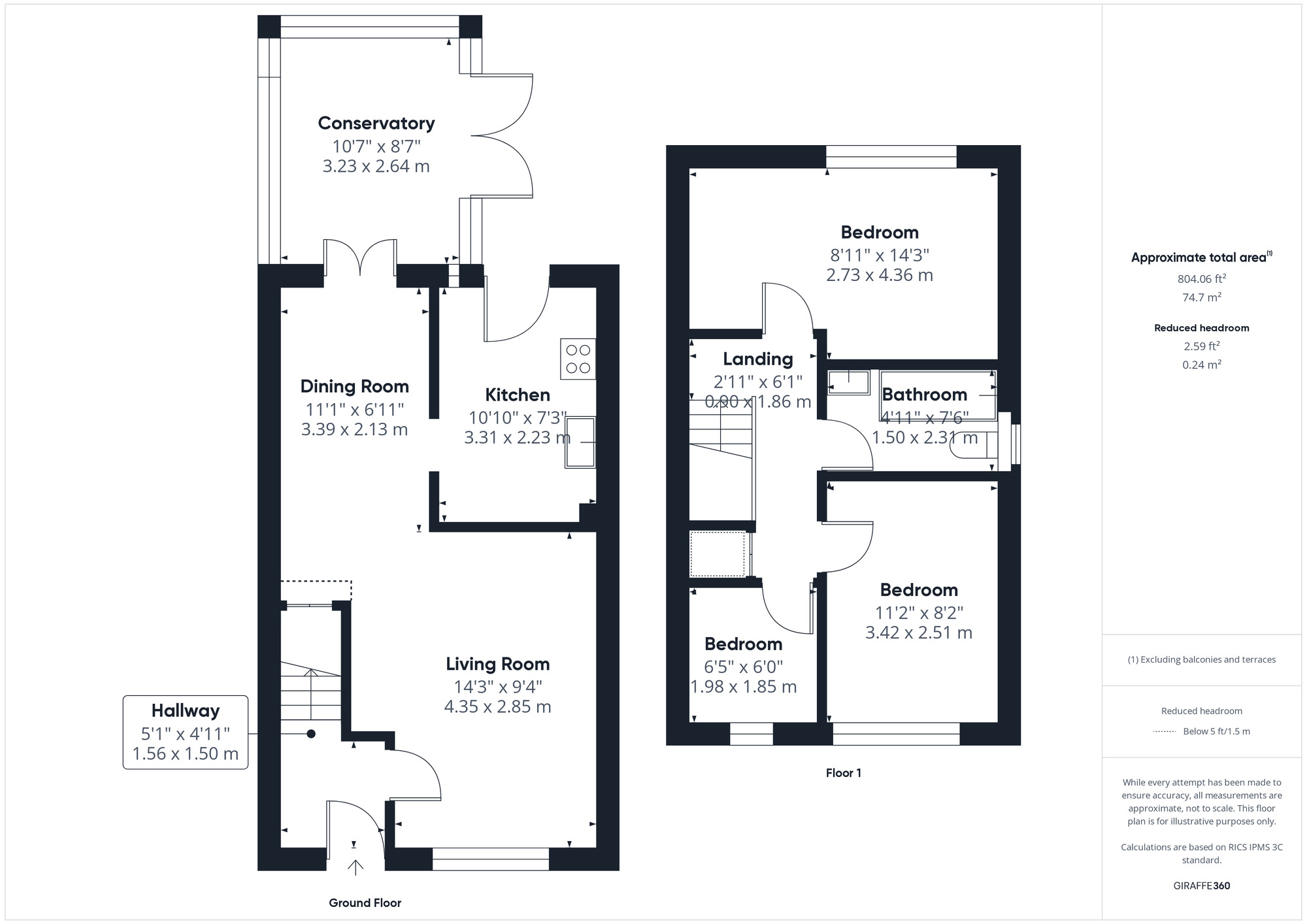 Floorplan of 3 bedroom End Terrace House for sale, Claremont Gardens, North Somerset, BS21