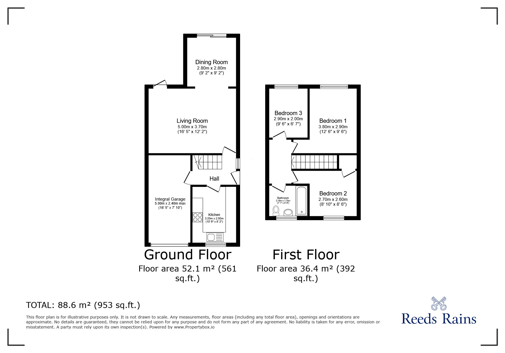 Floorplan of 3 bedroom Semi Detached House for sale, Windsor Close, Clevedon, North Somerset, BS21