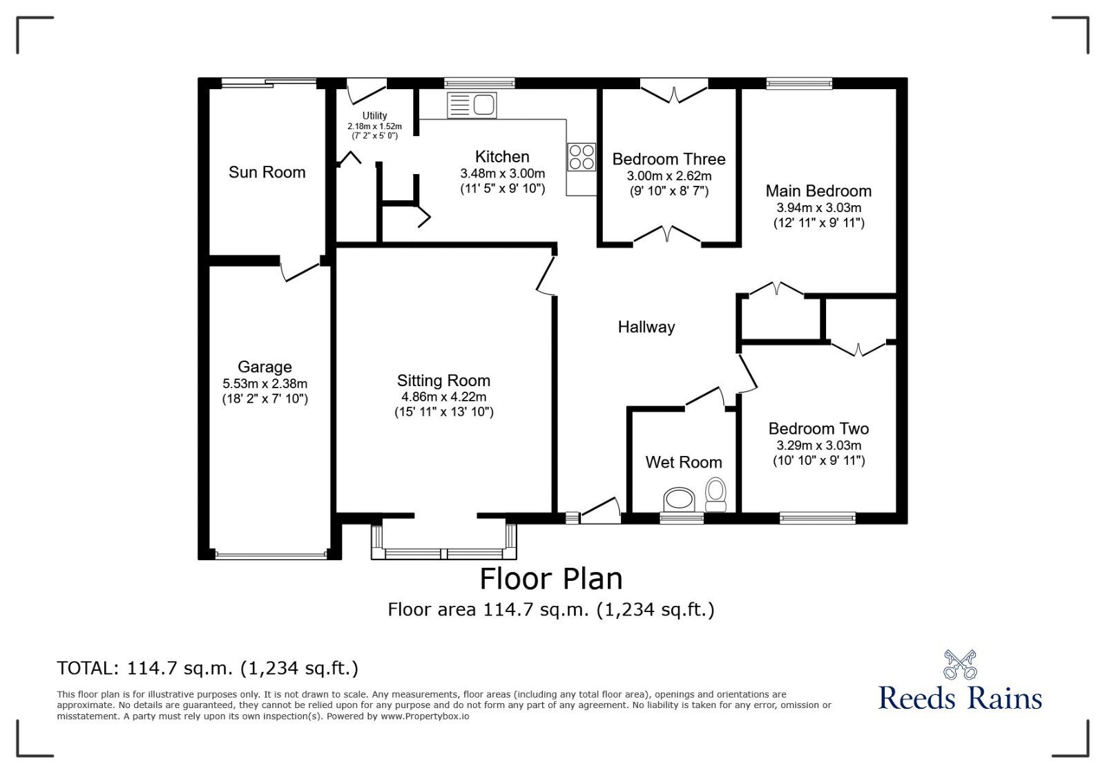 Floorplan of 3 bedroom Detached Bungalow for sale, Waterside Park, Portishead, Bristol, BS20