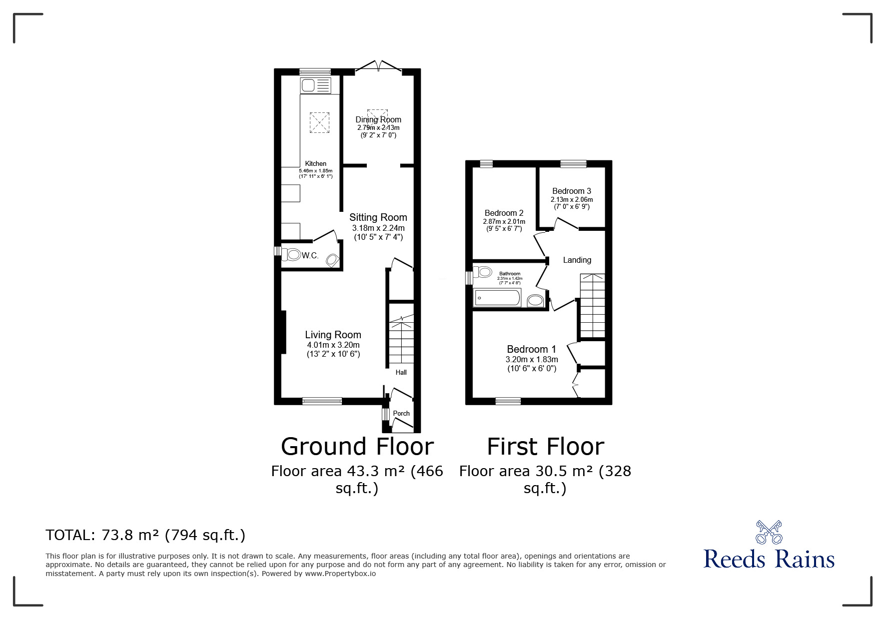 Floorplan of 3 bedroom Semi Detached House for sale, Baker Close, Clevedon, North Somerset, BS21