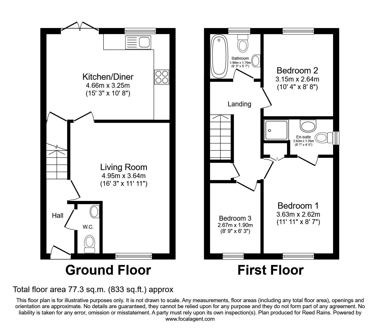 Floorplan of 3 bedroom Semi Detached House for sale, Pine Way, Somerford, Cheshire, CW12