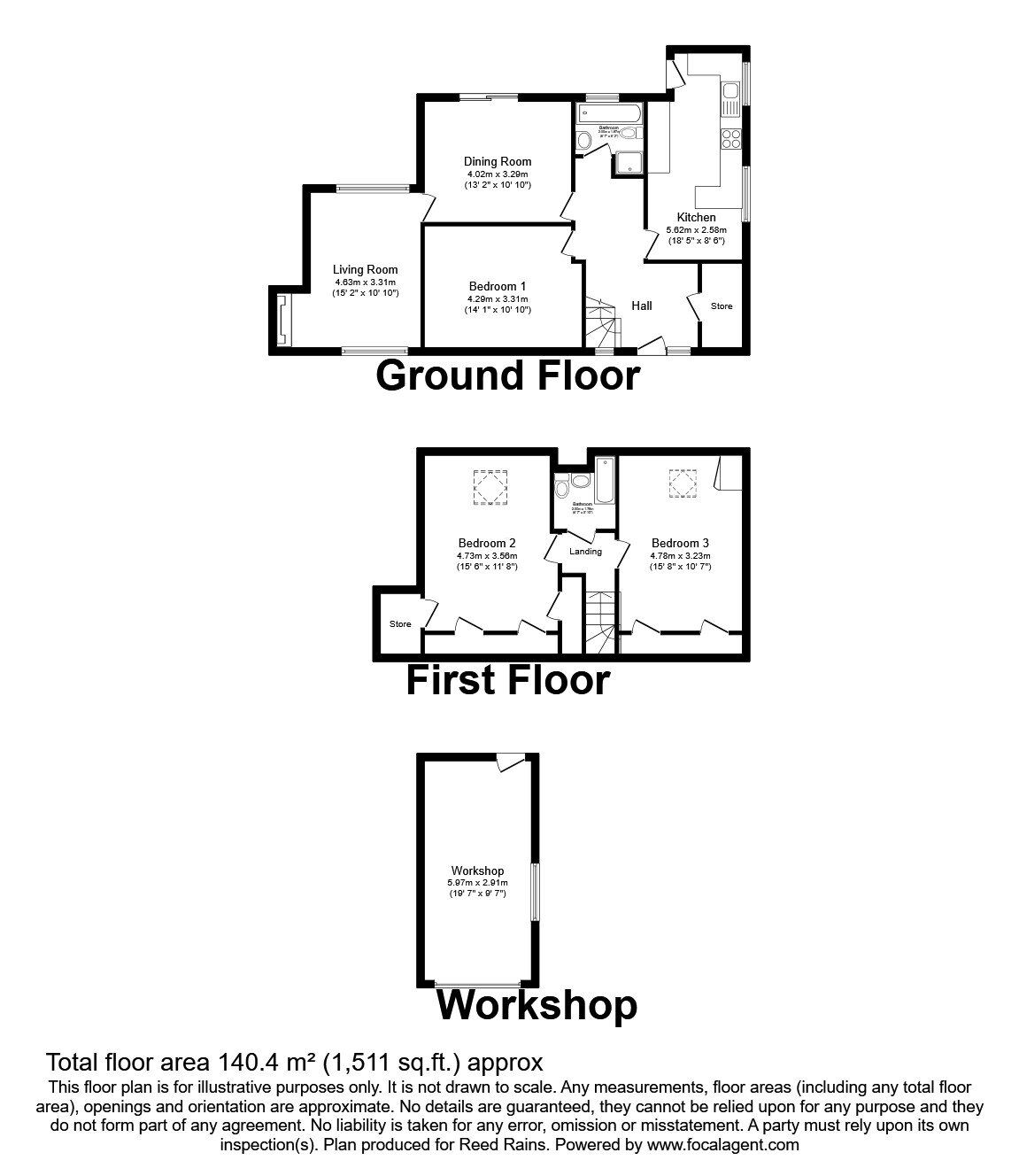 Floorplan of 3 bedroom Detached House for sale, Moss Road, Congleton, Cheshire, CW12