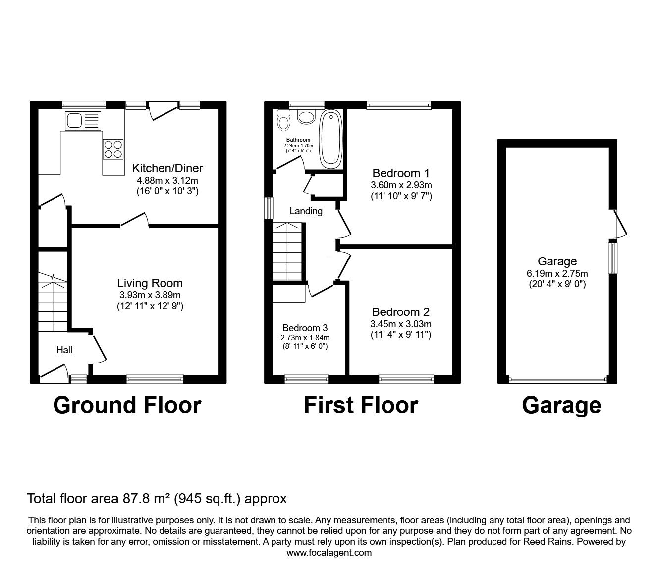 Floorplan of 3 bedroom Semi Detached House for sale, Gowy Close, Alsager, Staffordshire, ST7