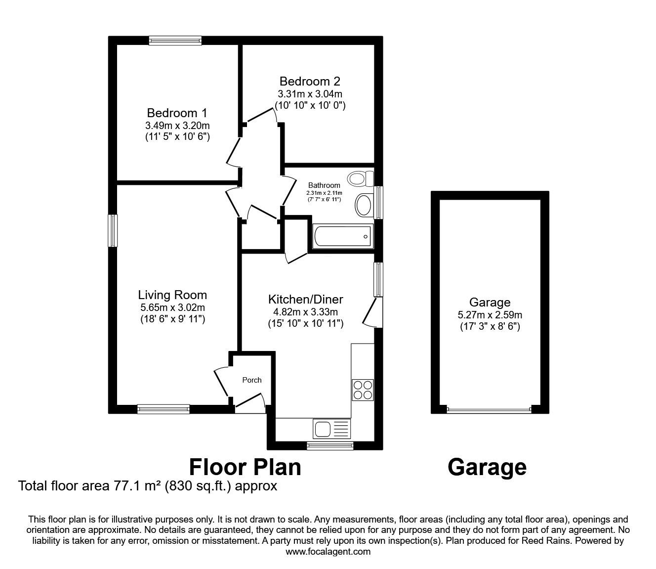 Floorplan of 2 bedroom Detached Bungalow for sale, Galbraith Close, Congleton, Cheshire, CW12