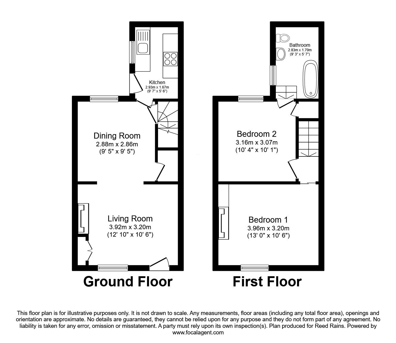 Floorplan of 2 bedroom Mid Terrace House for sale, Canal Road, Cheshire, CW12