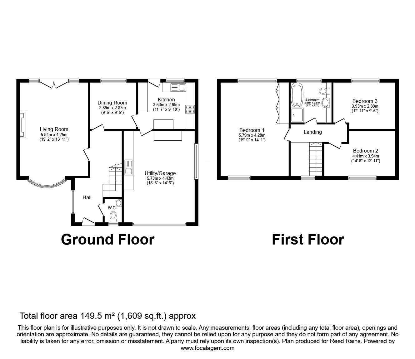 Floorplan of 3 bedroom Detached House for sale, Linksway, Congleton, Cheshire, CW12