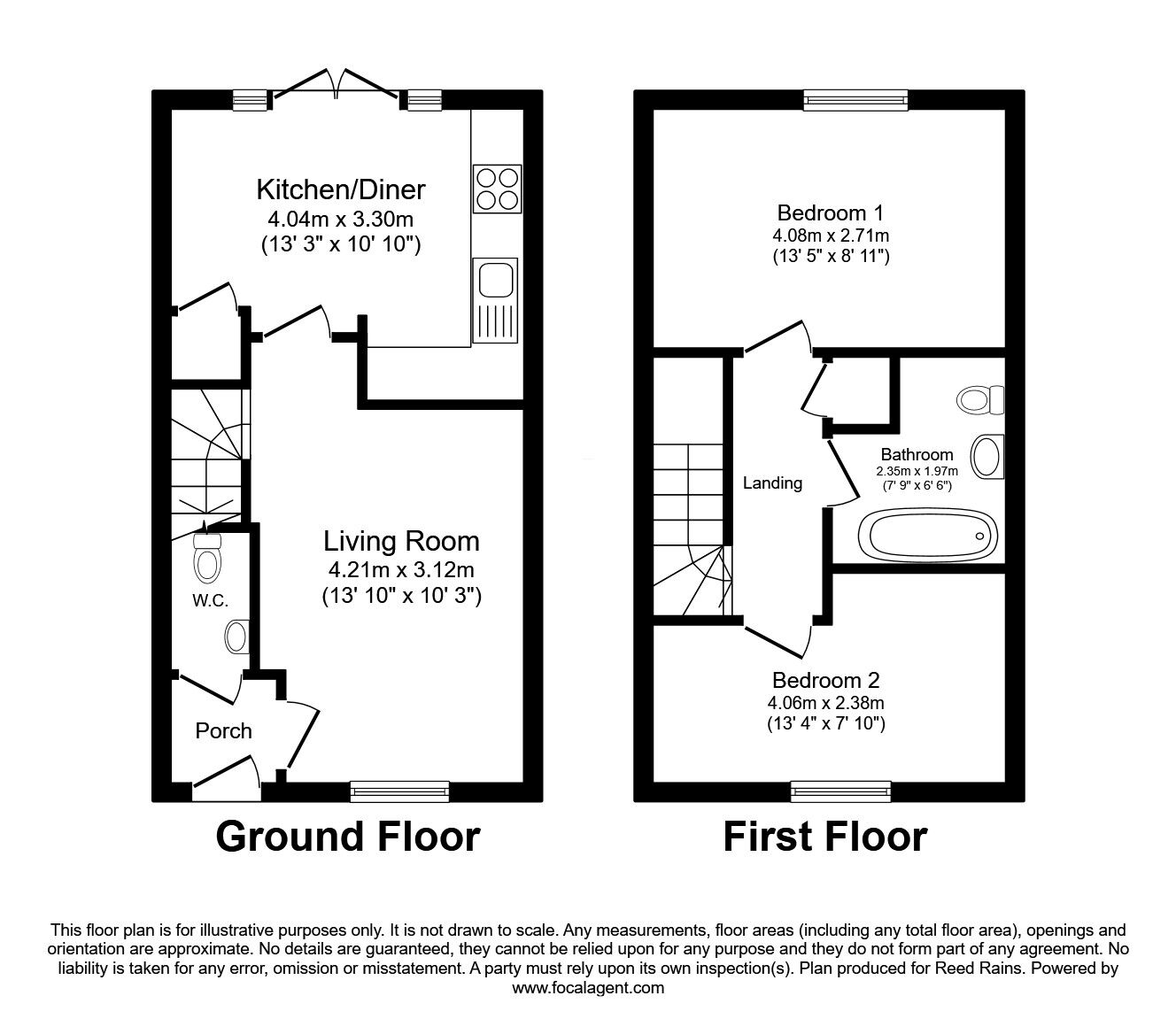 Floorplan of 2 bedroom Mid Terrace House for sale, Geoffrey Way, Somerford, Cheshire, CW12