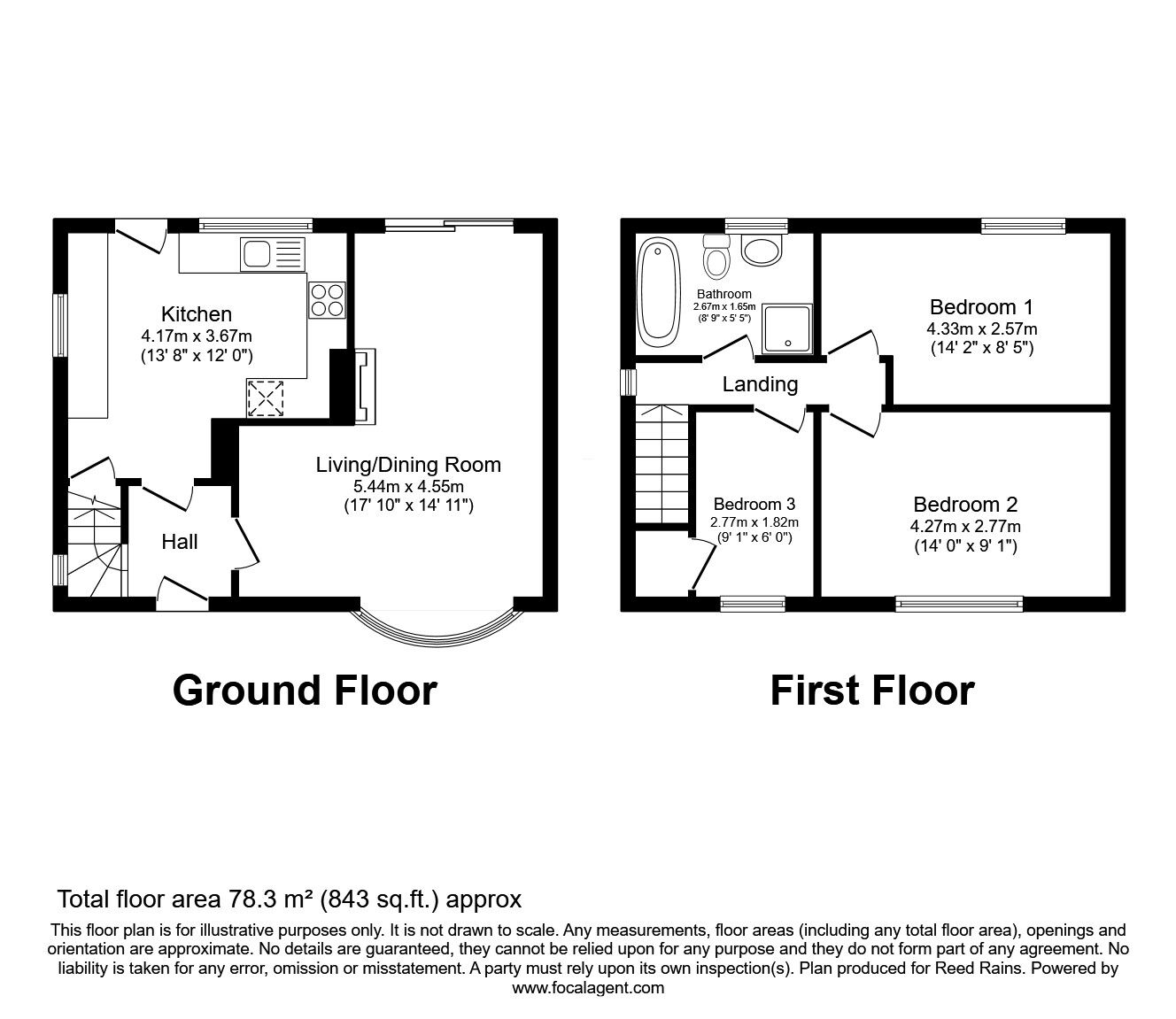 Floorplan of 3 bedroom Semi Detached House for sale, Sussex Drive, Kidsgrove, Staffordshire, ST7