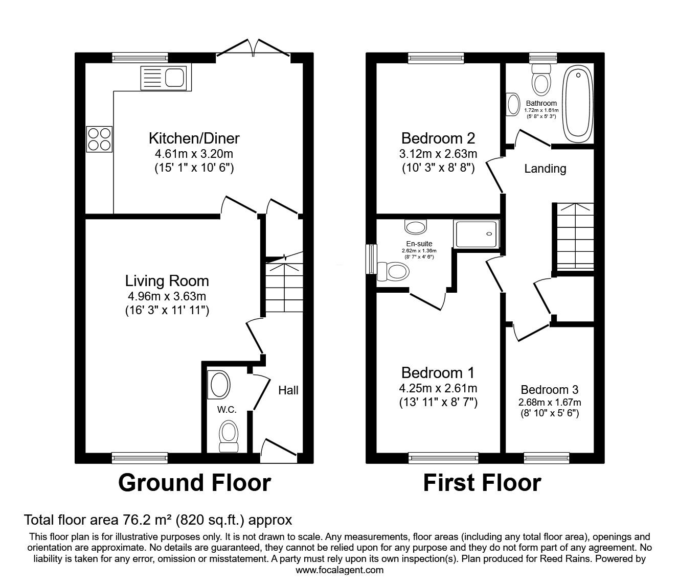 Floorplan of 3 bedroom Semi Detached House for sale, Pine Way, Somerford, Cheshire, CW12