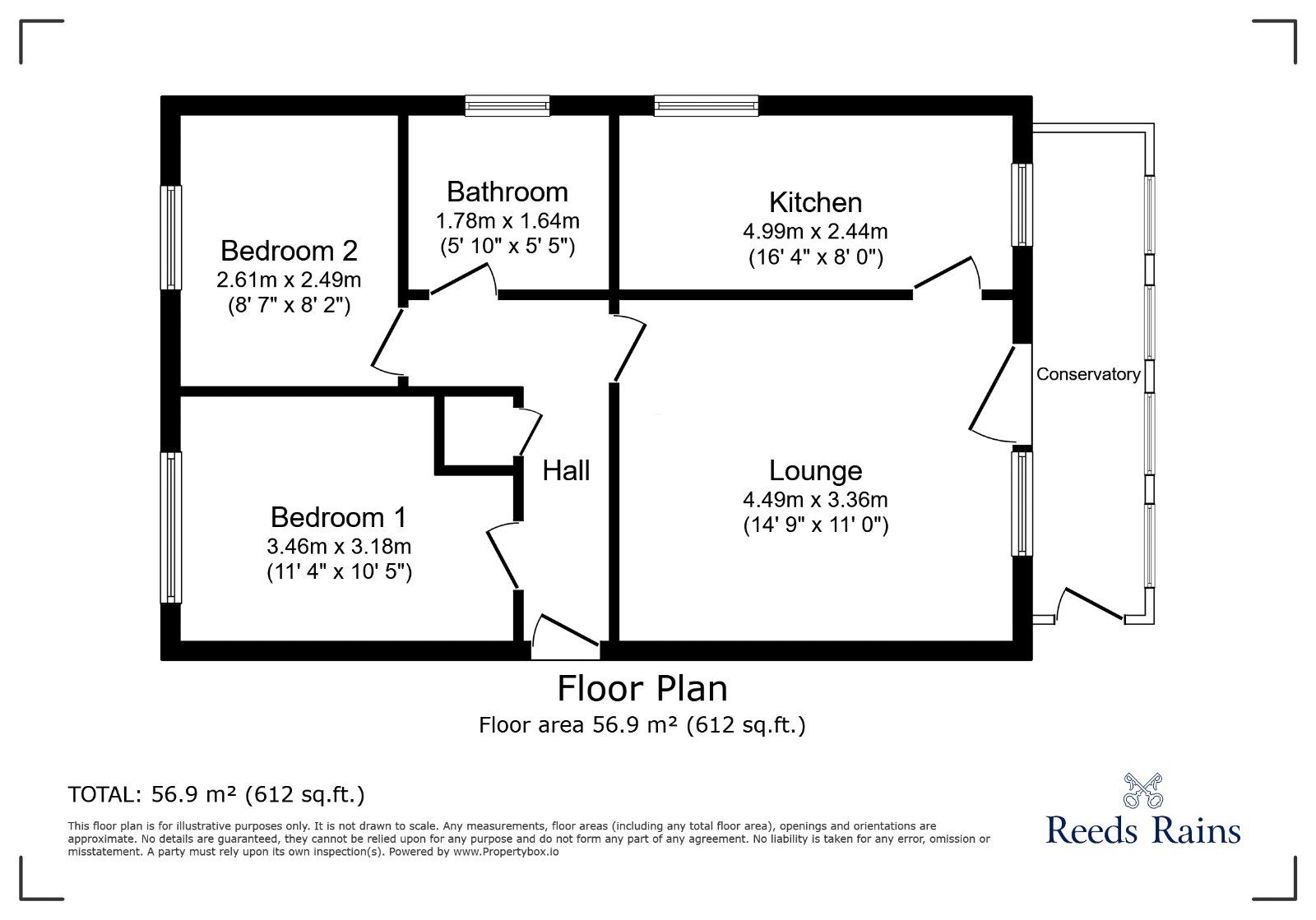 Floorplan of 2 bedroom Detached Bungalow for sale, Churchill Close, Congleton, Cheshire, CW12