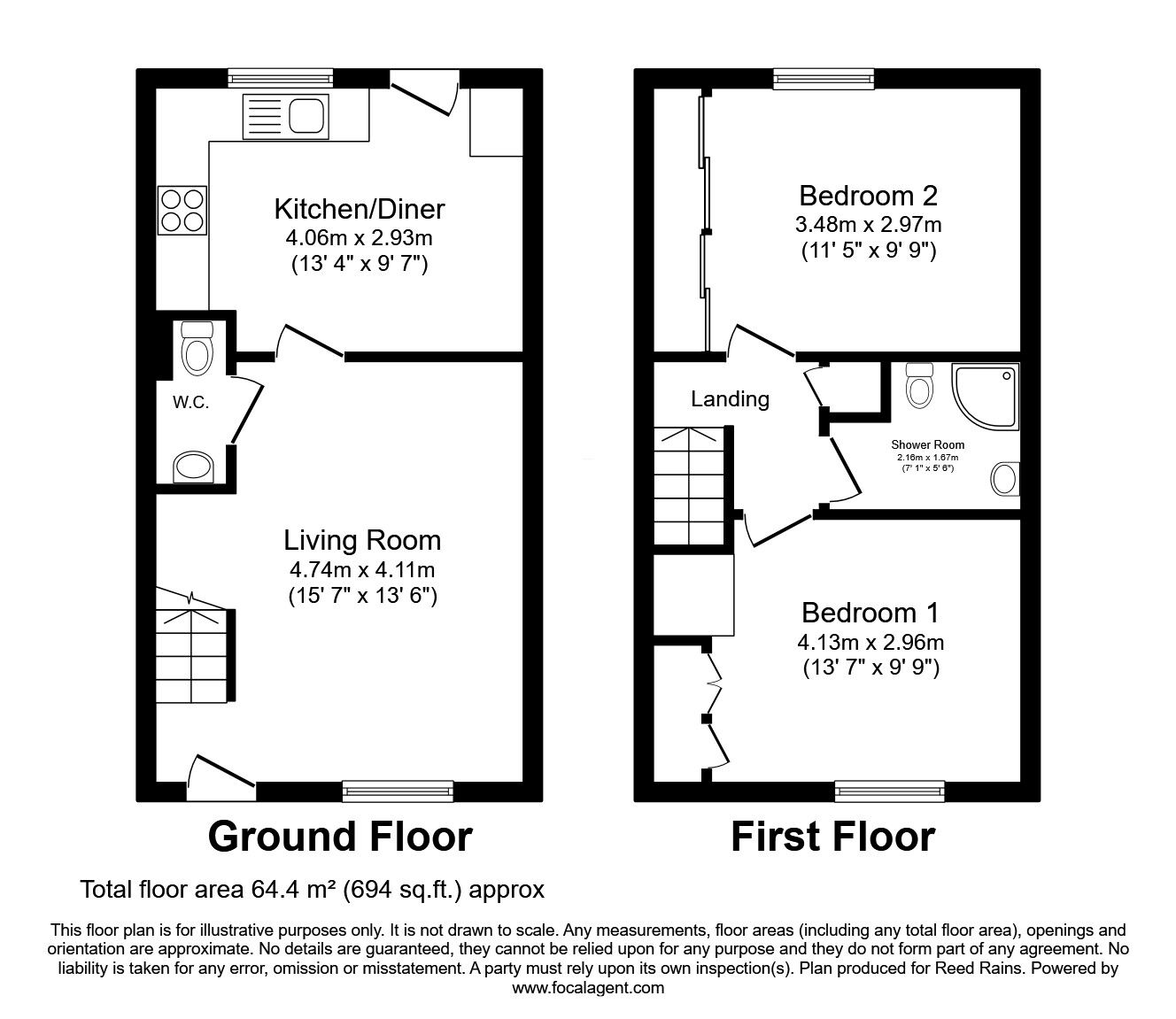 Floorplan of 2 bedroom Mid Terrace House for sale, Lorena Close, Biddulph, Staffordshire, ST8