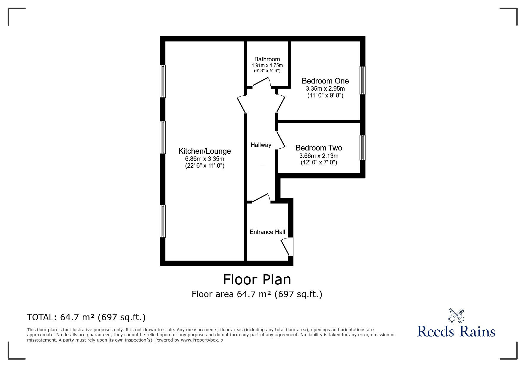 Floorplan of 2 bedroom  Flat for sale, Wycoller View, Lancashire, BB8