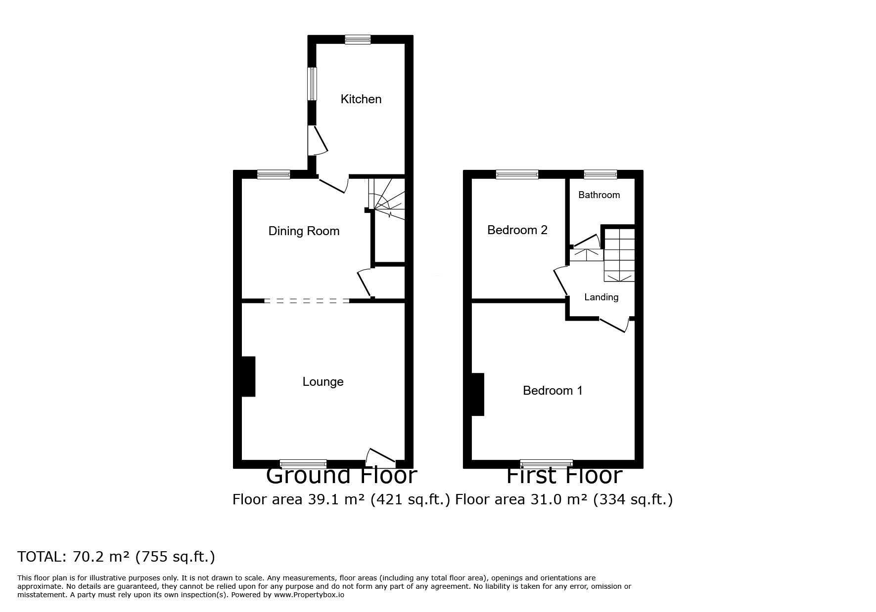 Floorplan of 2 bedroom Mid Terrace House for sale, Rock Lane, Trawden, Lancashire, BB8