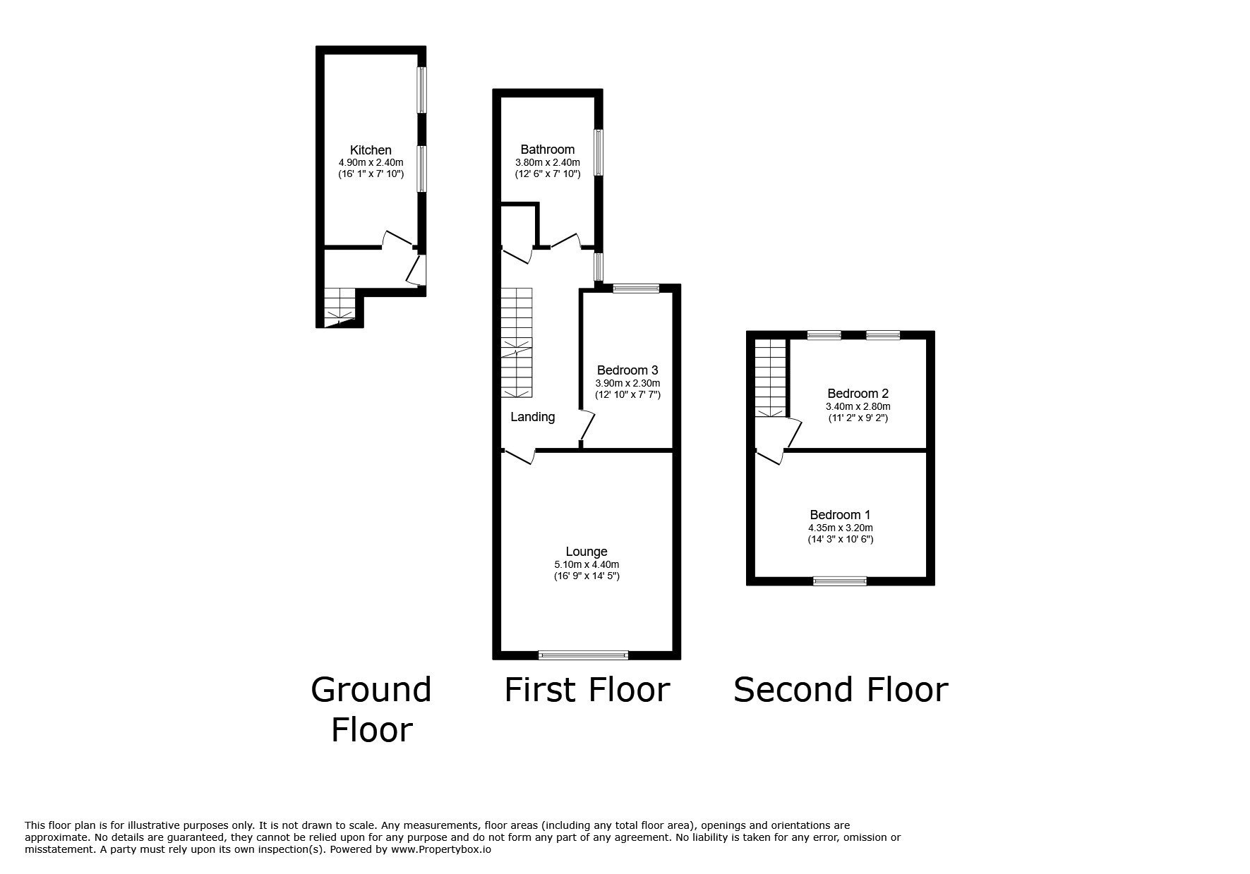 Floorplan of 3 bedroom Mid Terrace Flat for sale, Derwent Street, Chopwell, Gateshead, NE17