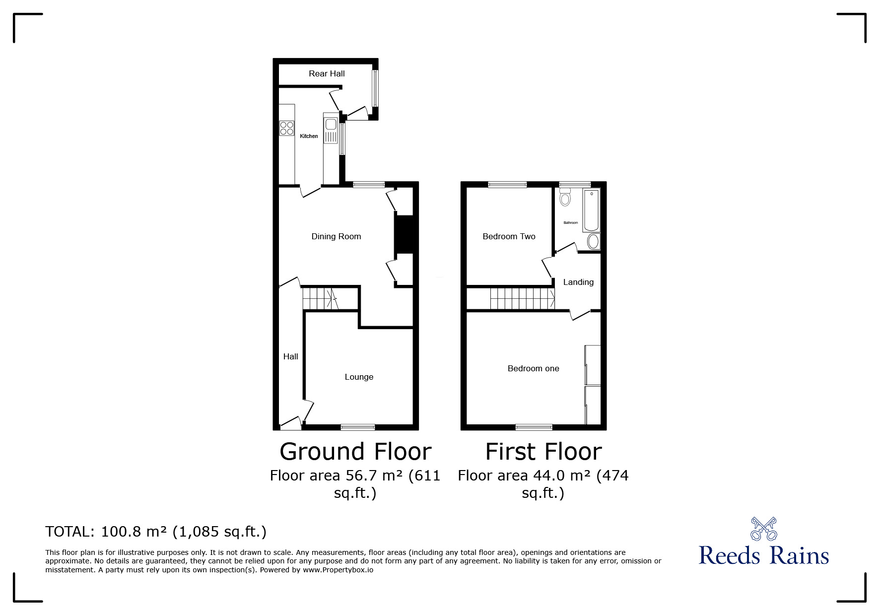 Floorplan of 2 bedroom Mid Terrace House to rent, Park Road, Consett, Durham, DH8