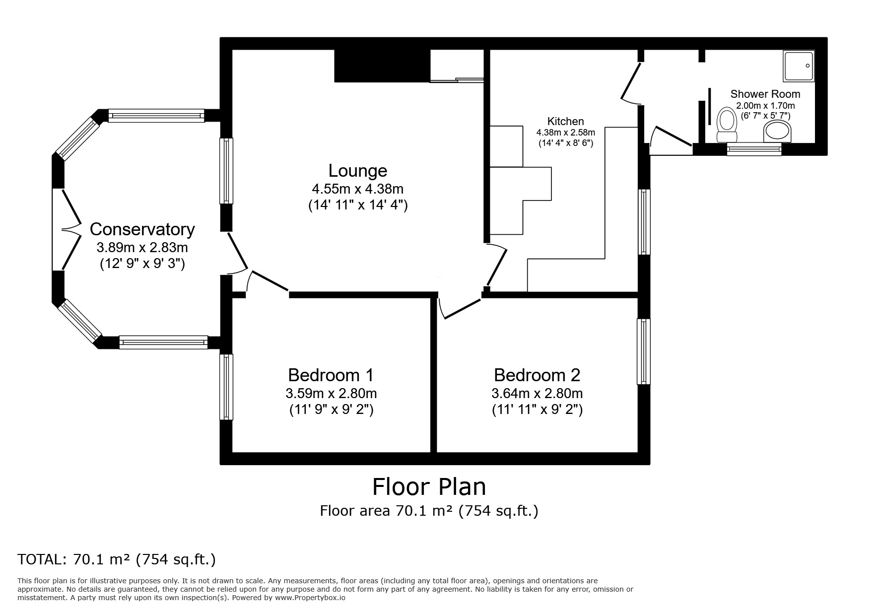 Floorplan of 2 bedroom End Terrace Bungalow for sale, Witton Street, Consett, Durham, DH8