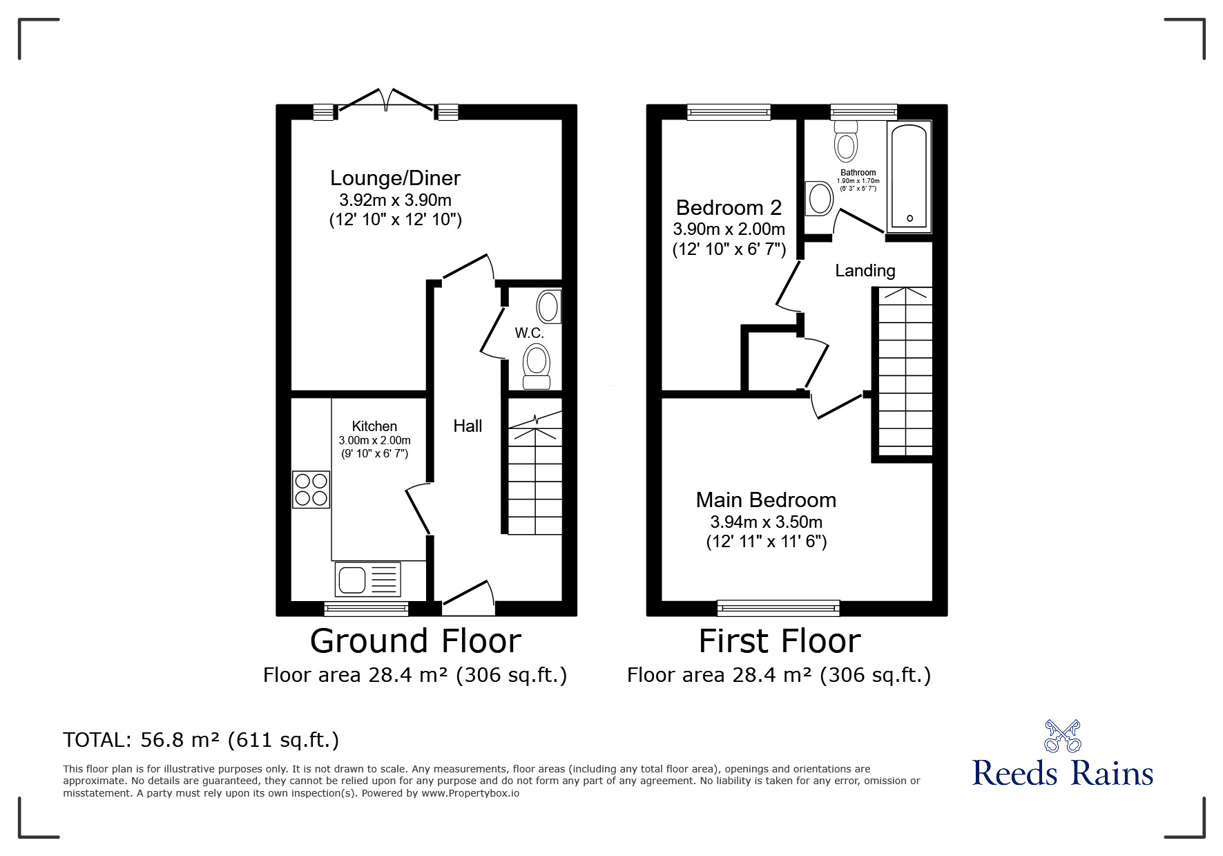 Floorplan of 2 bedroom Semi Detached House for sale, Manor Close, Consett, Durham, DH8