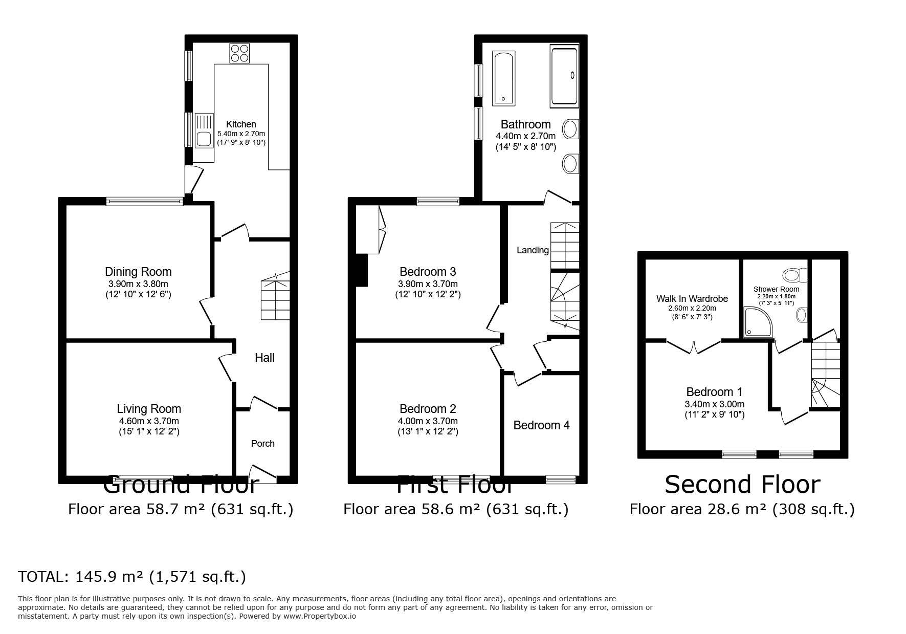 Floorplan of 4 bedroom Mid Terrace House for sale, Rothley Terrace, Consett, Durham, DH8