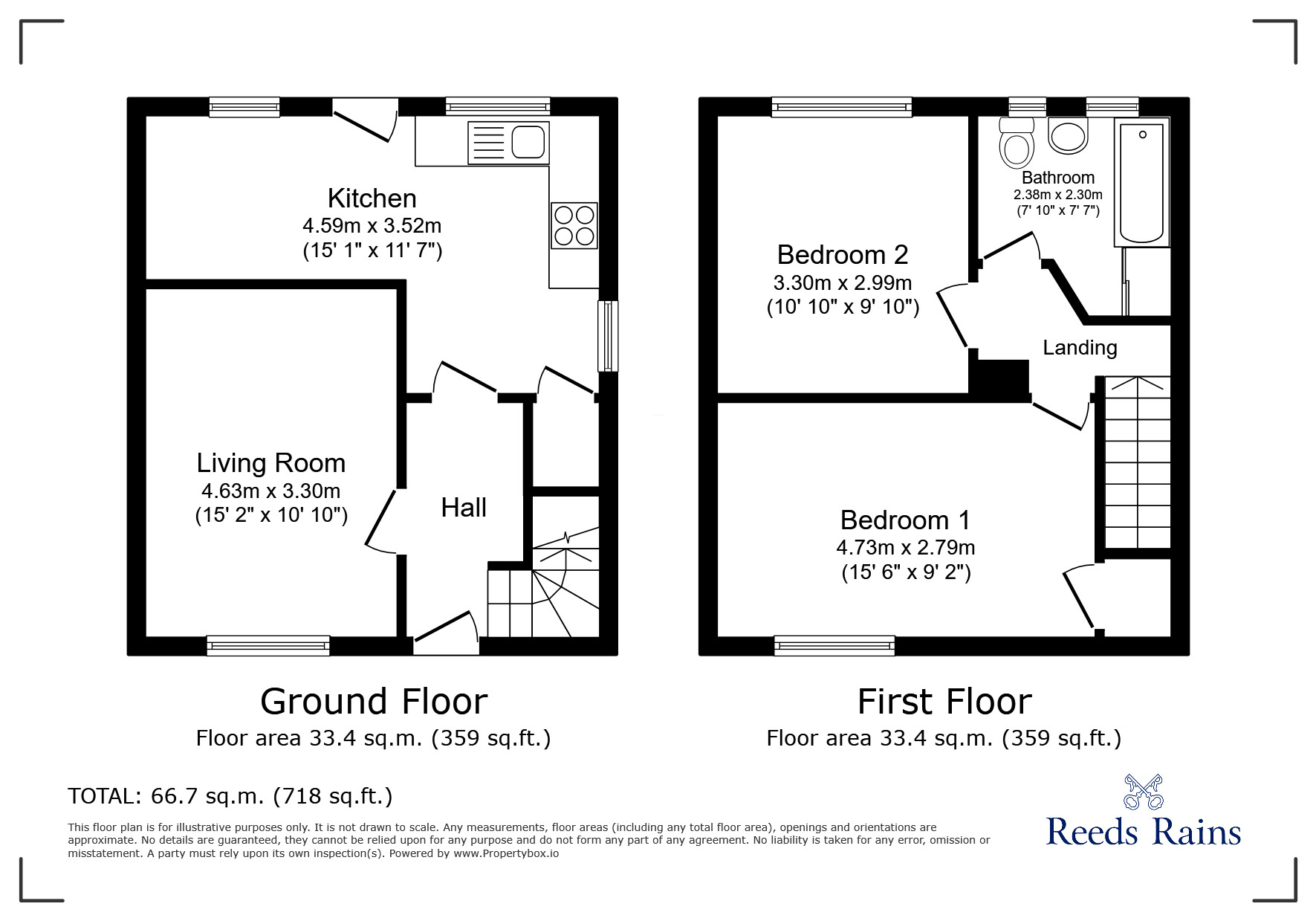 Floorplan of 2 bedroom Semi Detached House for sale, Willow Crescent, Consett, Durham, DH8