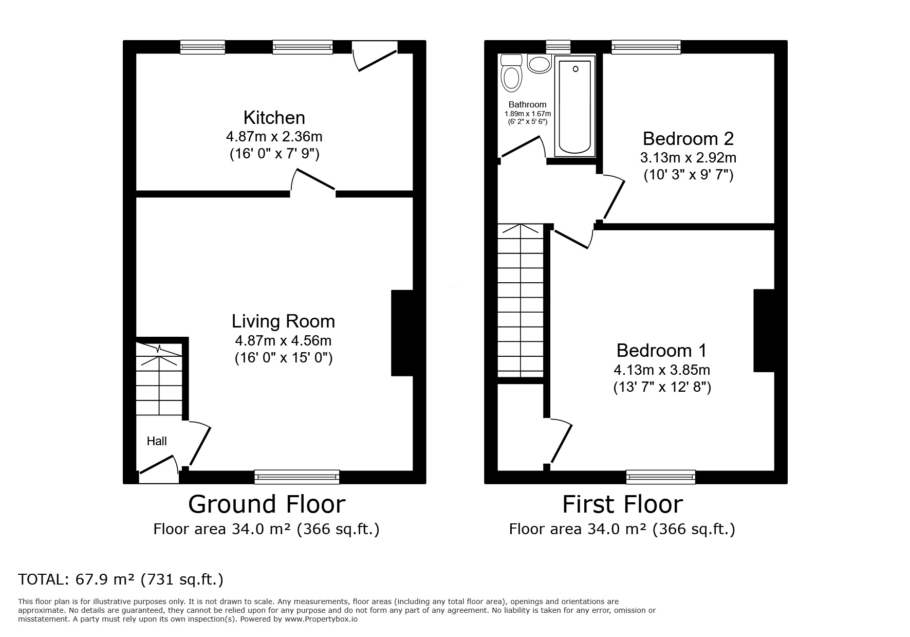 Floorplan of 2 bedroom Mid Terrace House for sale, Windsor Gardens, Consett, Durham, DH8